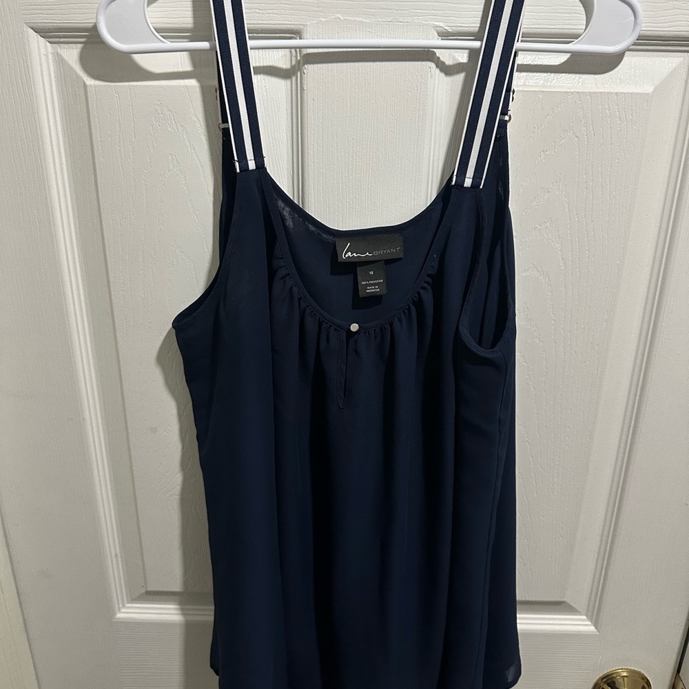 Lane Bryant Navy Camisole with Striped Straps